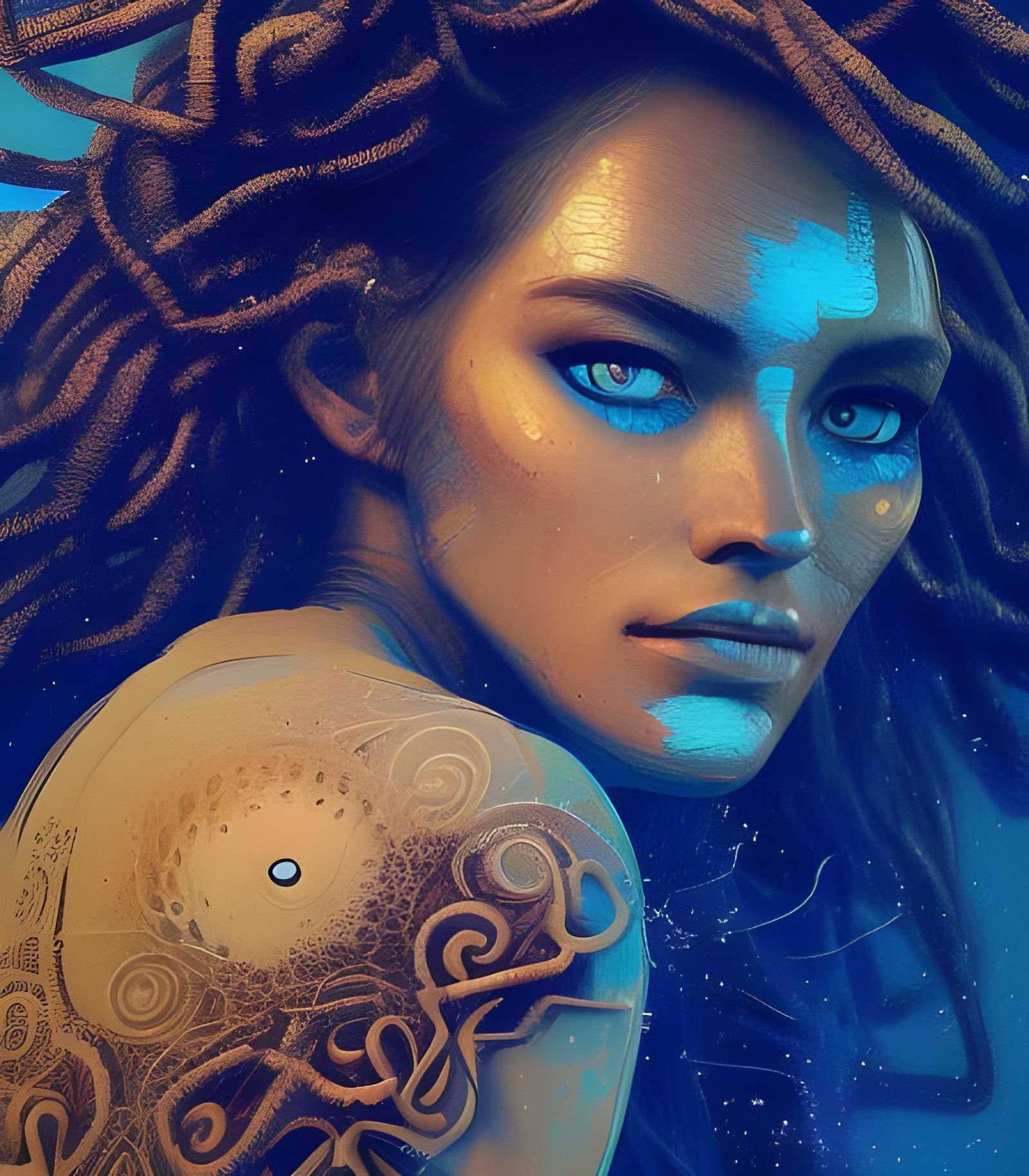 Detailed Portrait of Woman in Space