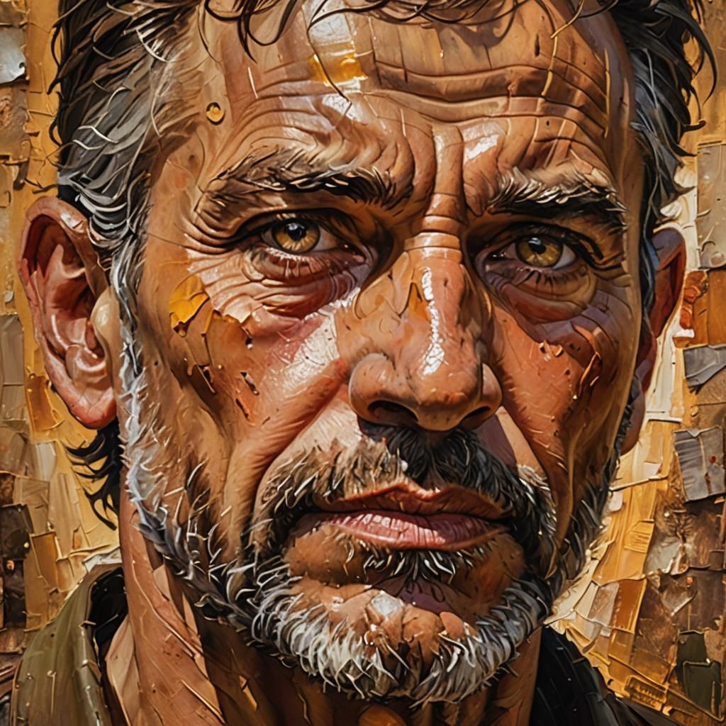 A Weathered Hero's Face in Earthy Splendor