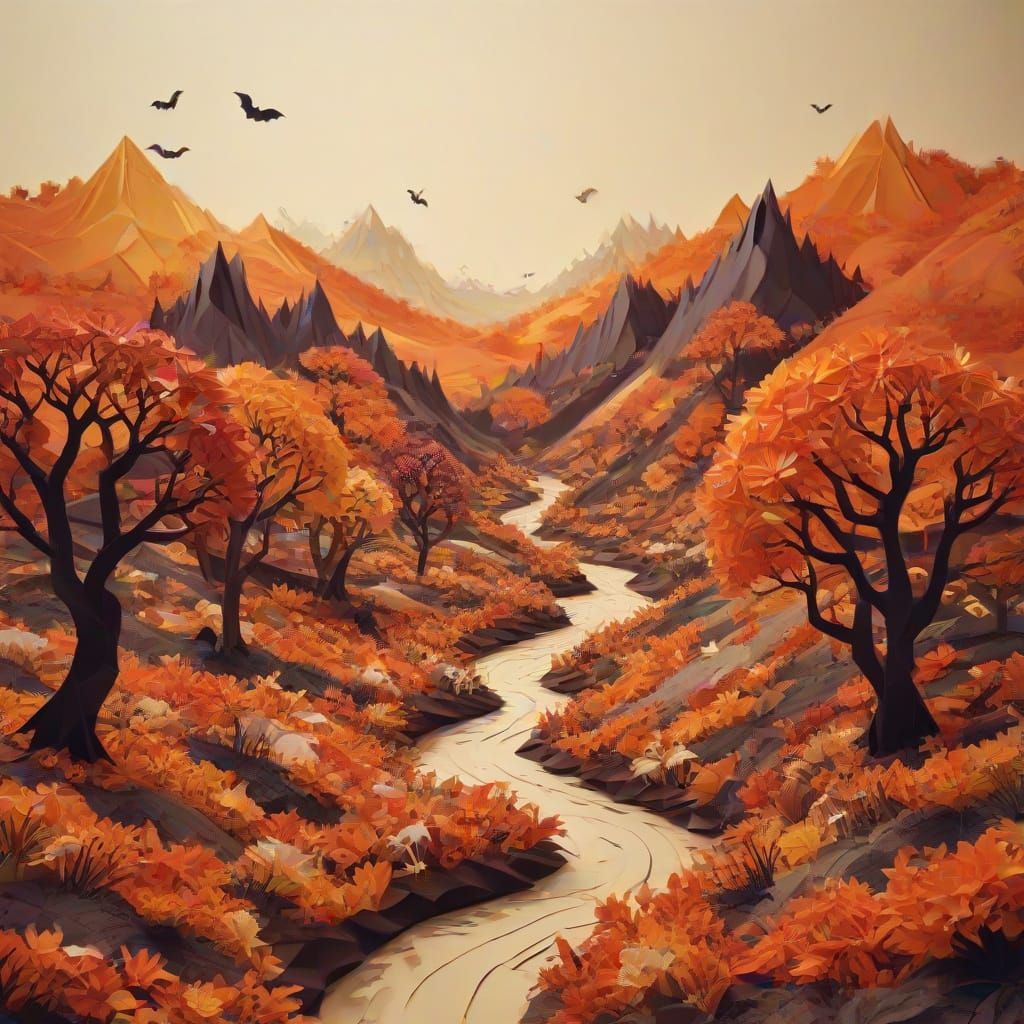 autumn origami landscape