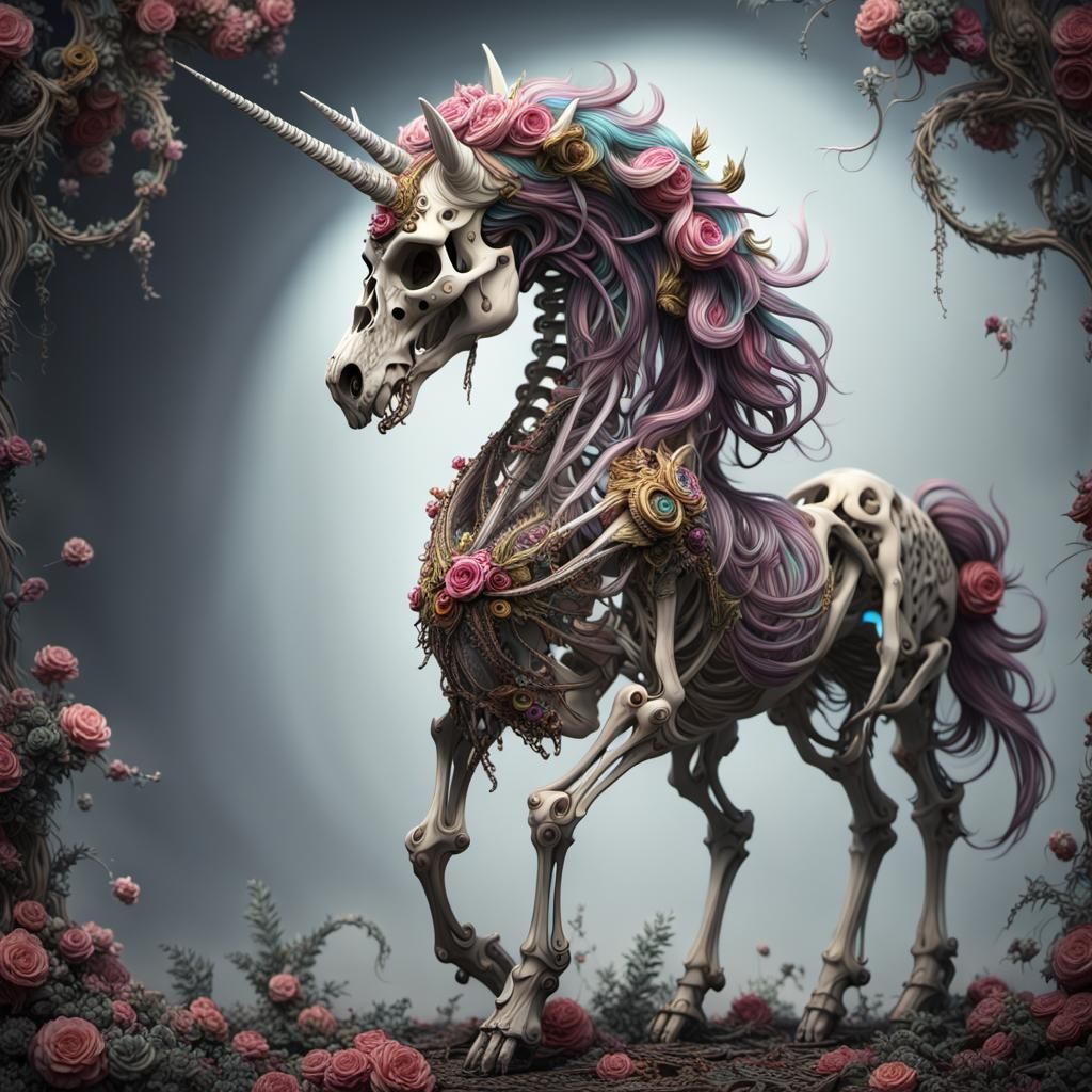 Intricate Skeletal Unicorn in Ultra Quality