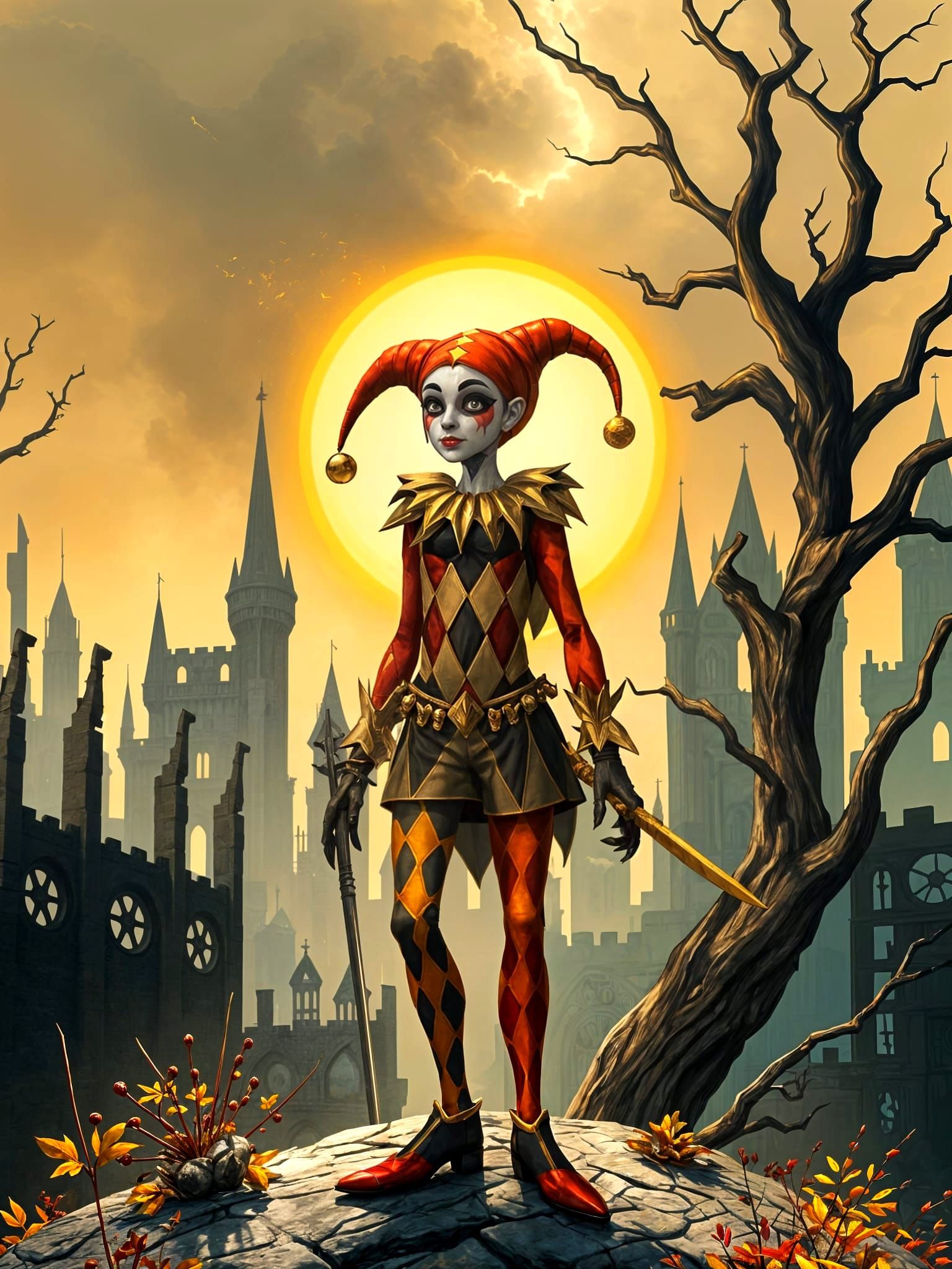 Epic Fantasy RPG Poster with Harlequin