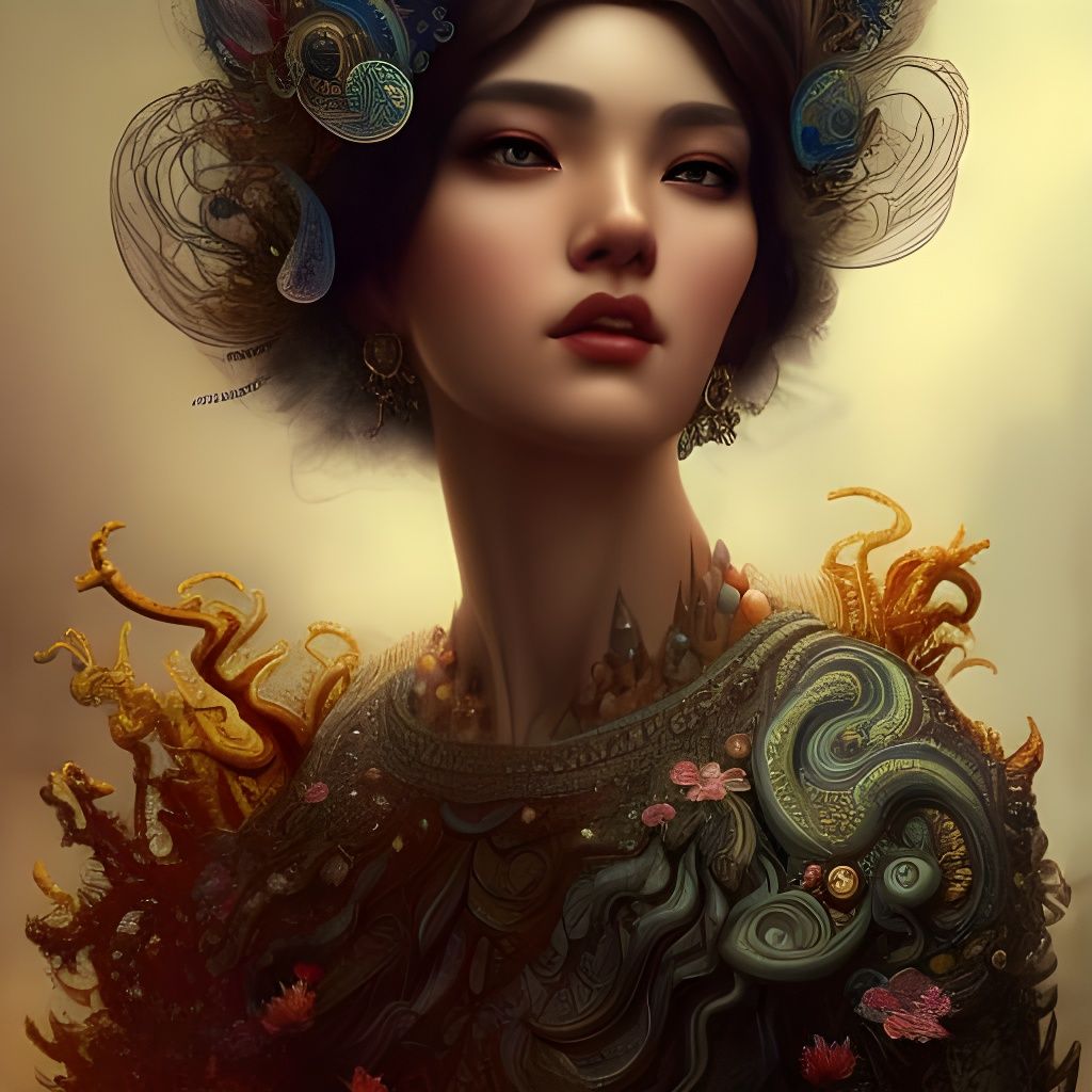 Beautiful Asian Queen: Detailed Fantasy Portrait