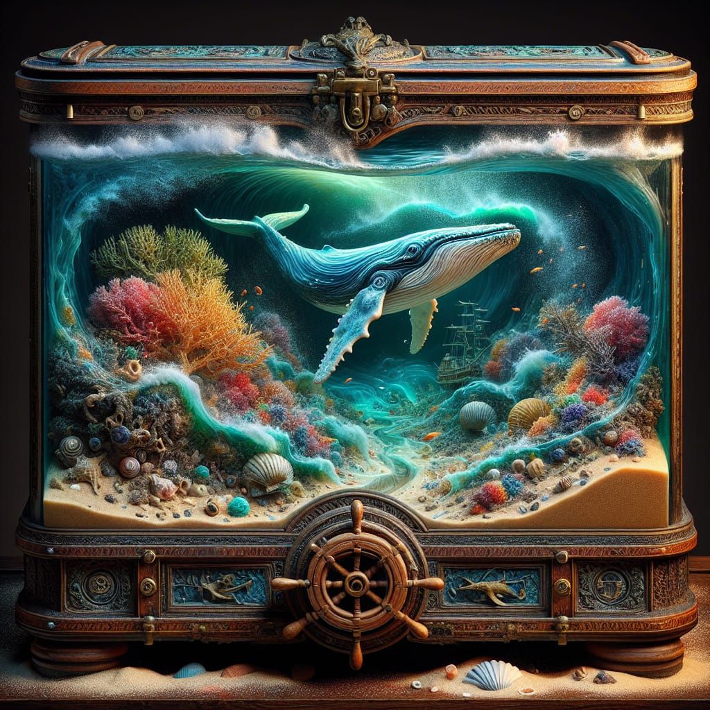 Underwater Kingdom Inside Antique Glass Chest