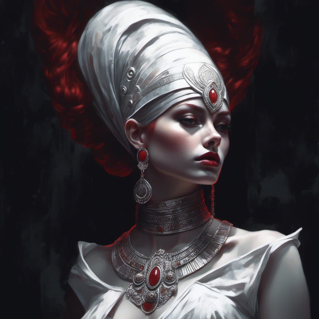 Hyperrealistic Jedi Lady Portrait with Red Hair