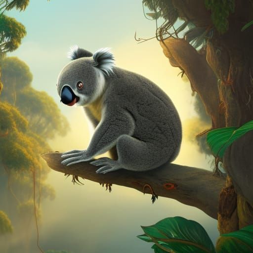 Detailed Matte Painting of a Koala Bear