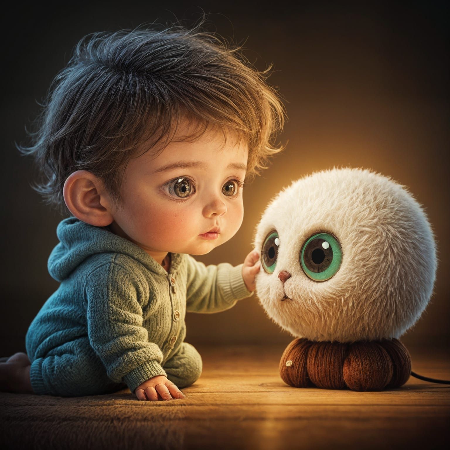 Touching Light: Pixar-Style Child and Lamp