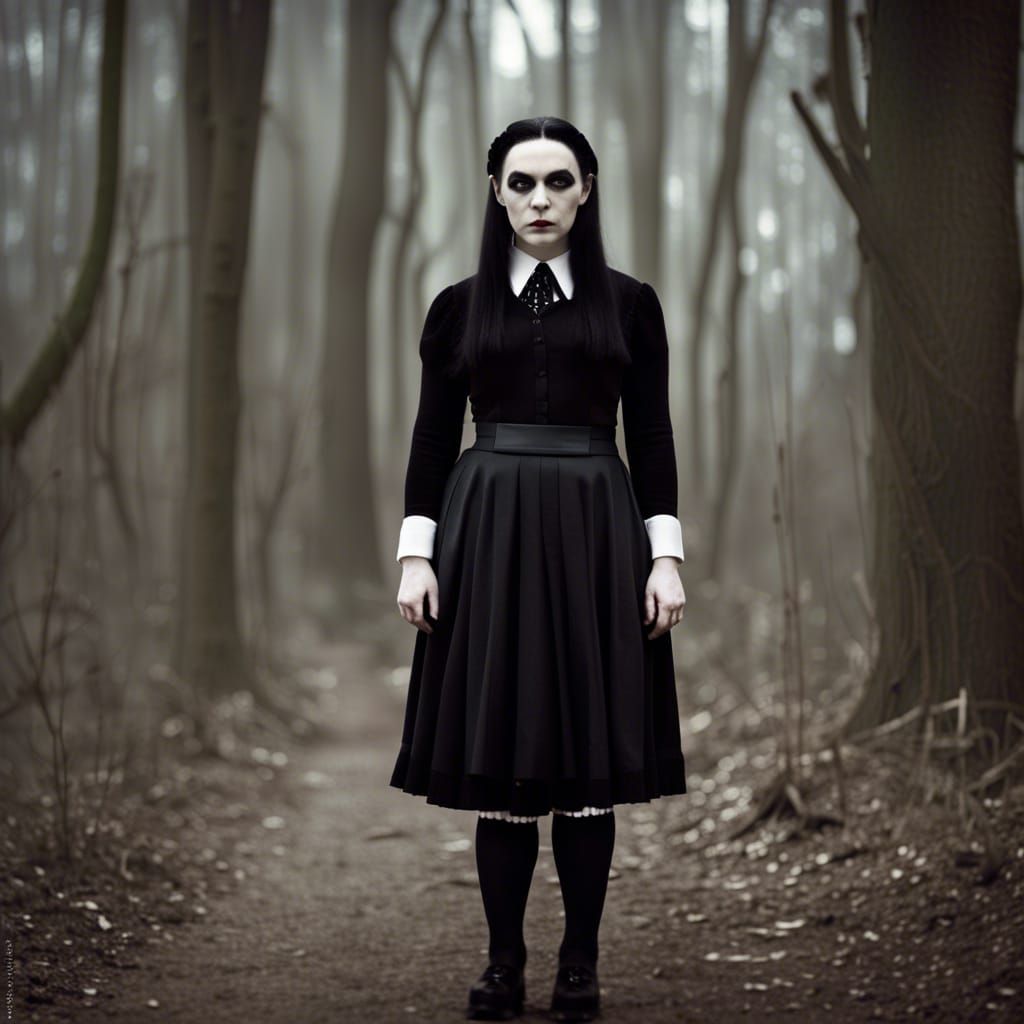 Wednesday Addams Inspired Gothic Fashion Portrait
