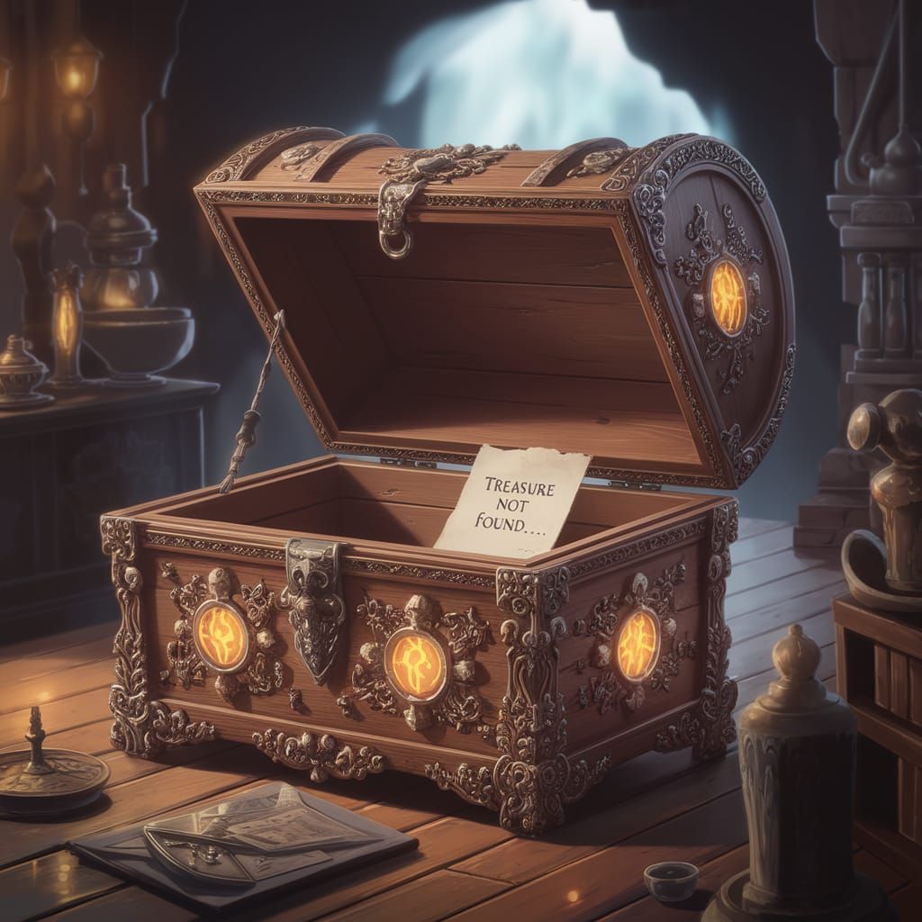 Mysterious Wooden Treasure Chest in Anime Concept Art Style