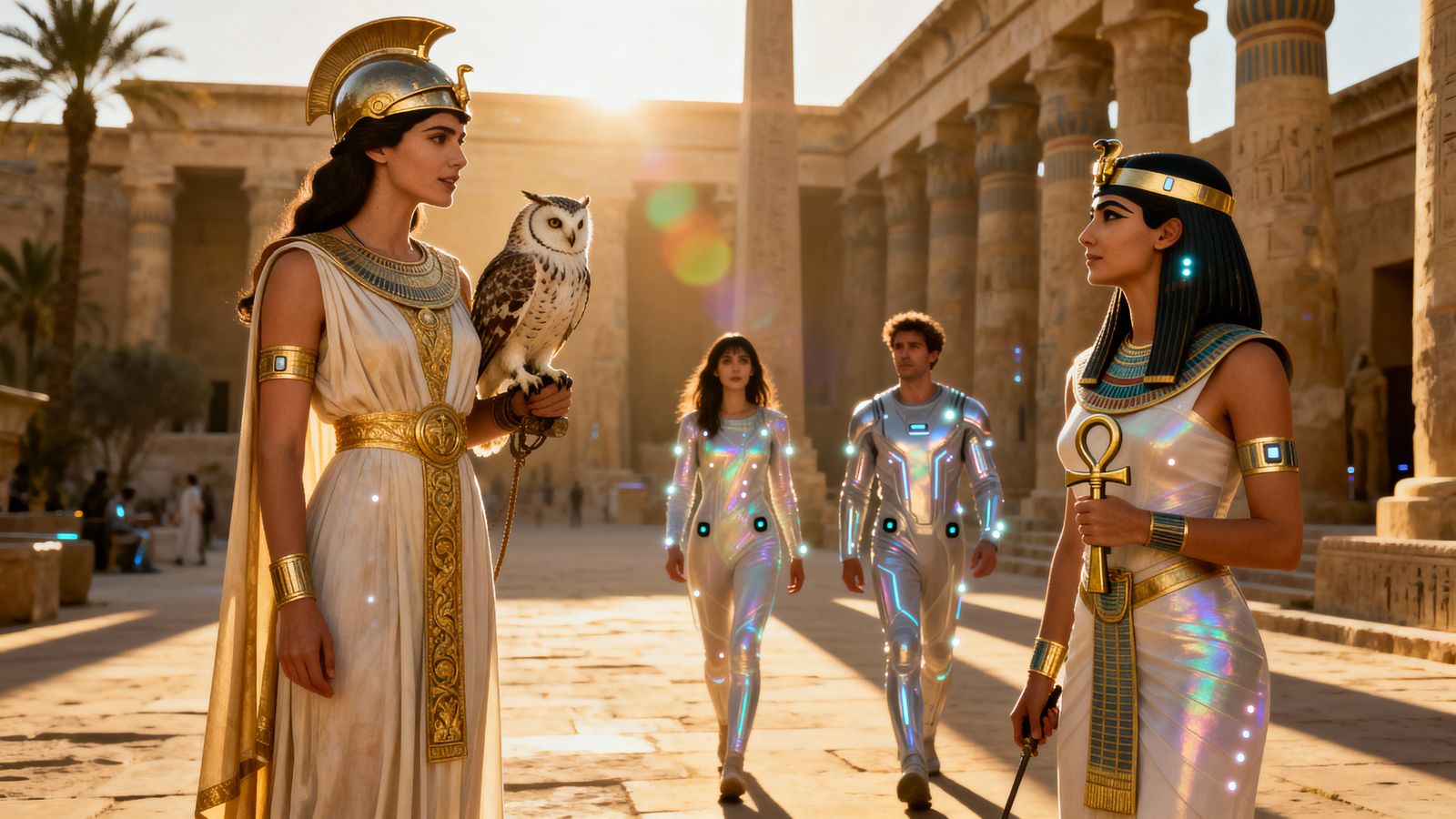 Pallas Athene and Isis Meet Future Time Travelers