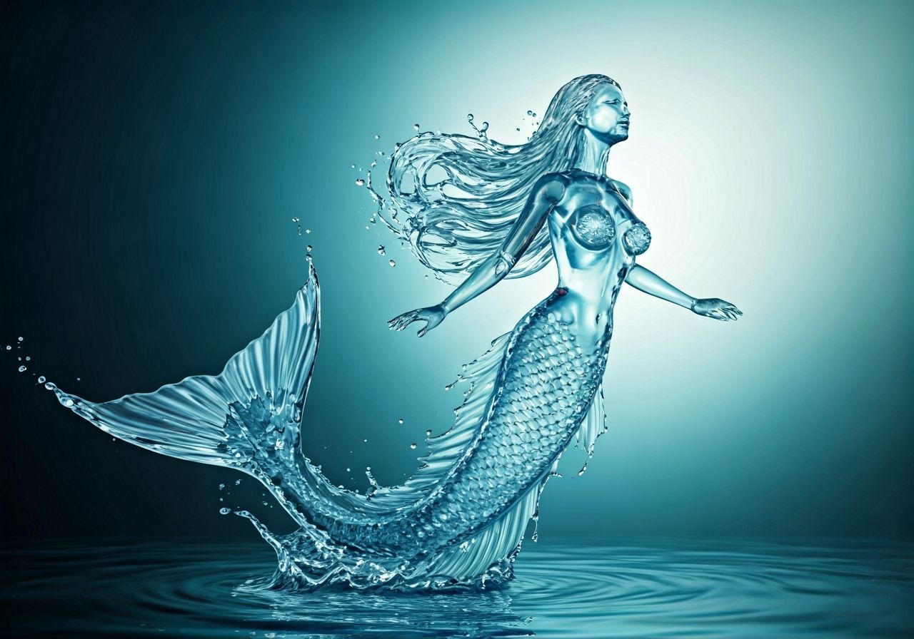 Transparent Water Mermaid Sculpture in Ocean