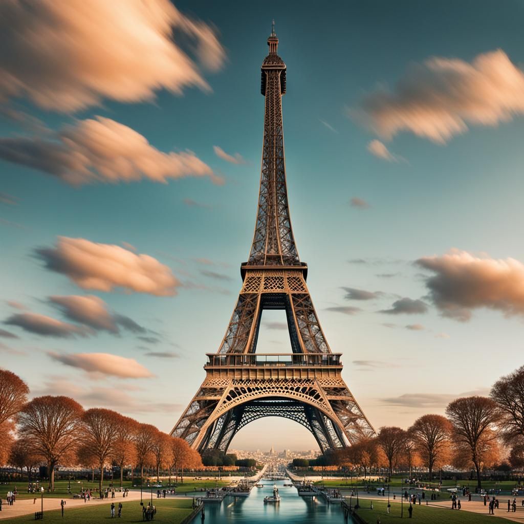 Eiffel Tower at Noon in Cinematic Lighting