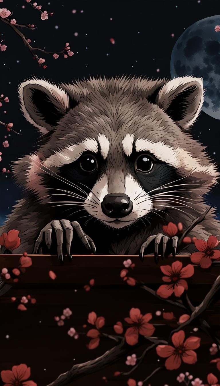 Raccoon with Sunglasses in Lofi Anime Style
