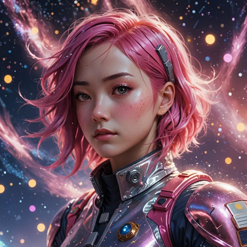 Astronaut Girl in Windstorm: Anime-Inspired 3D Art