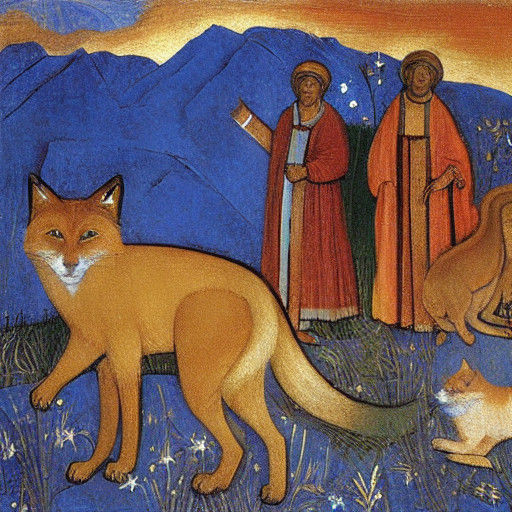 Inspirational Oil Painting of Fierce Felines and Cunning Fox...