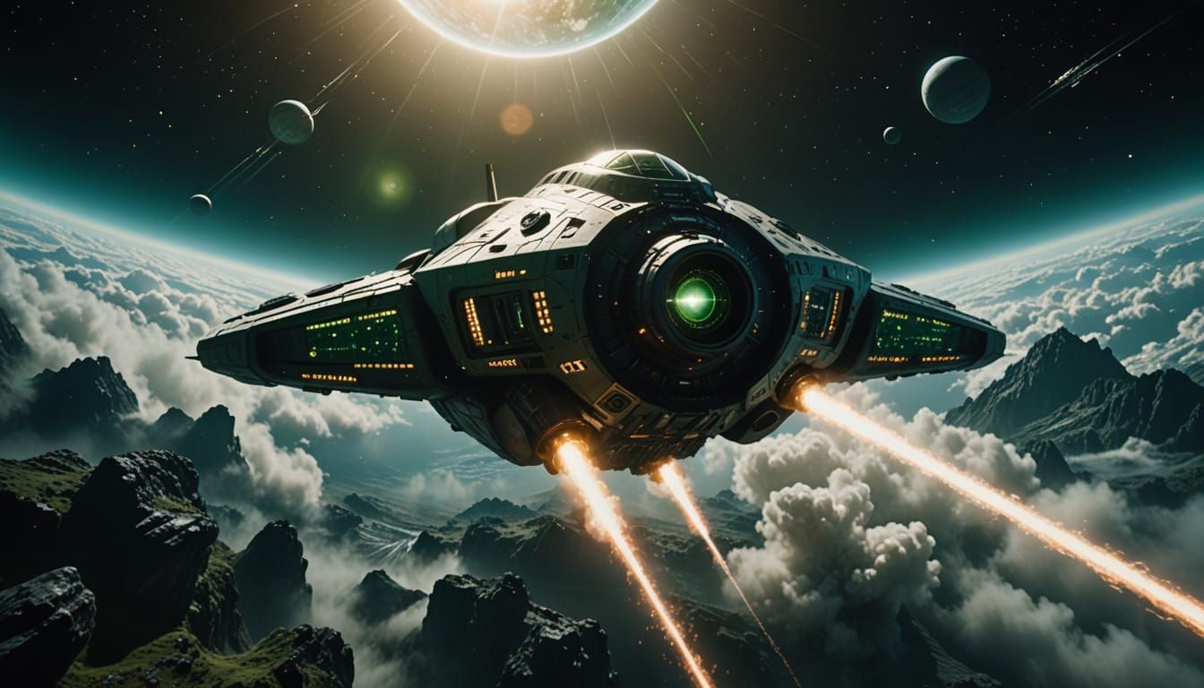 Futuristic Spaceship Discovery Mission in Space