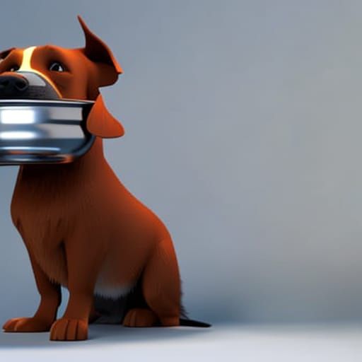 Dog Eating Food: 3D Render in Pixar Style