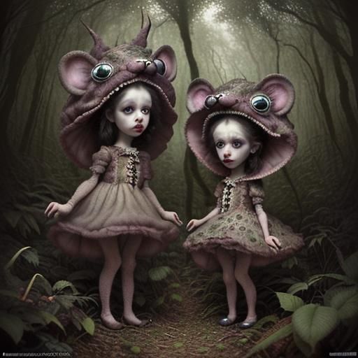 Whimsical Forest Scene with Animal Costumes