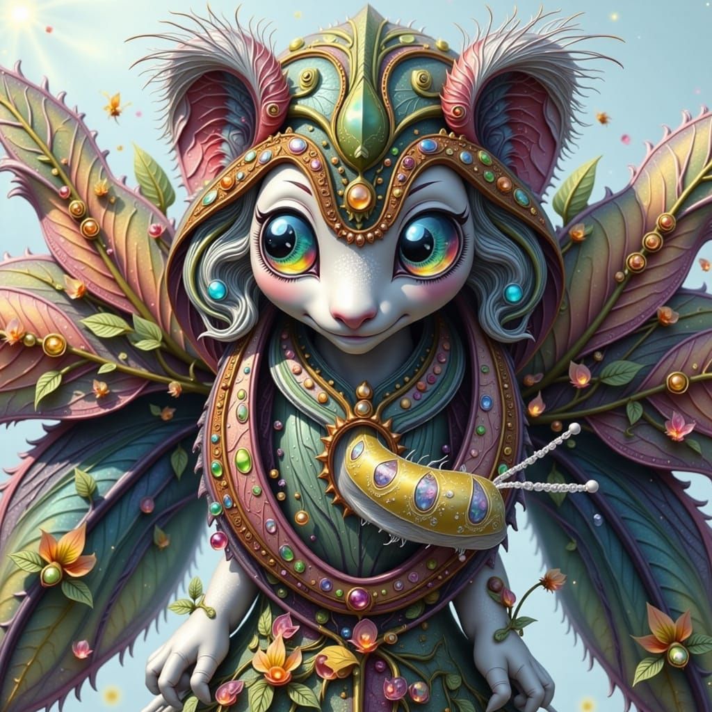 Whimsical Snail-Cheetah Strolls Through a Vibrant Forest