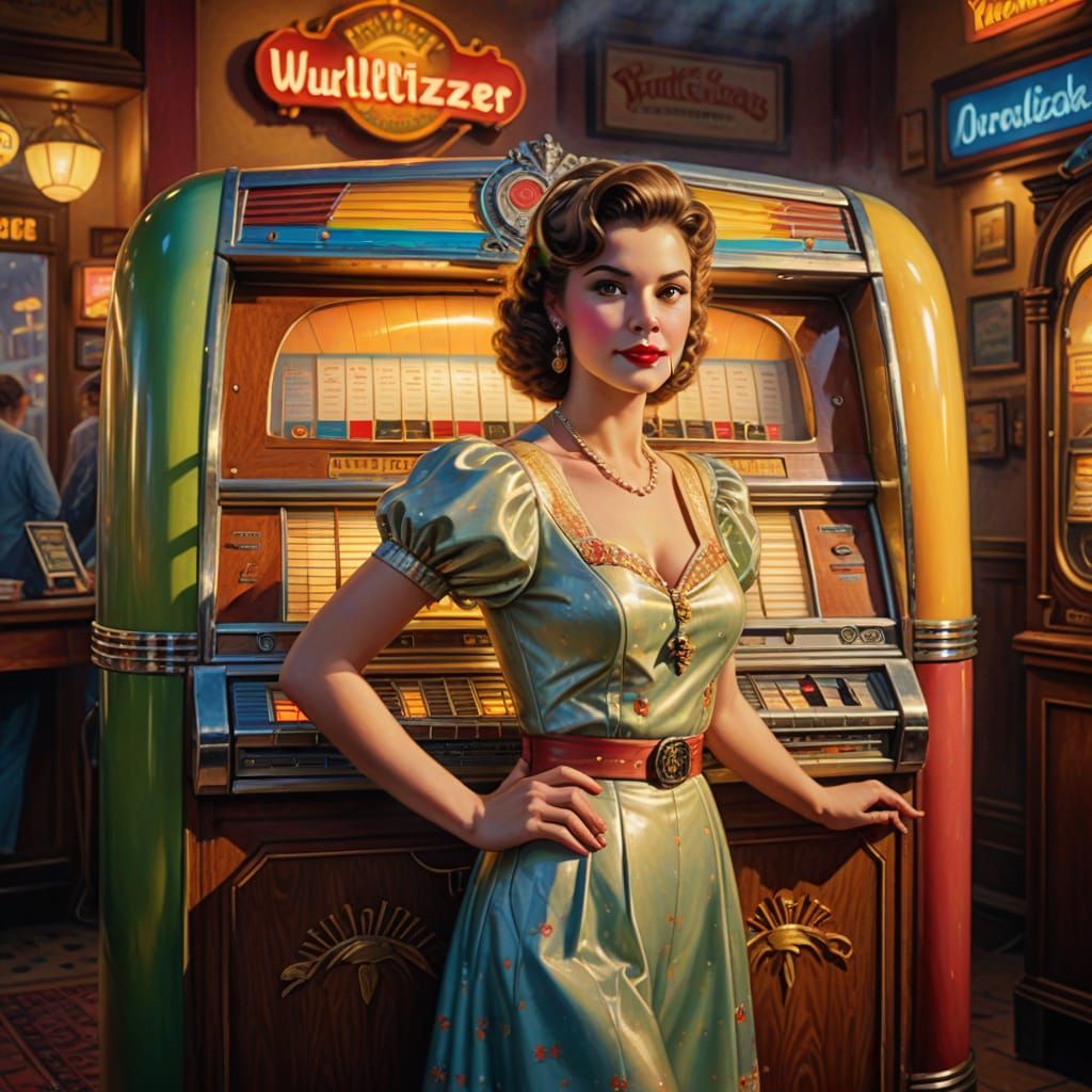 Retro Goddess of Music in Warm Golden Light