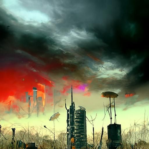 Post-Apocalyptic Cyberpunk Urban Landscape in Brutalist Goth...