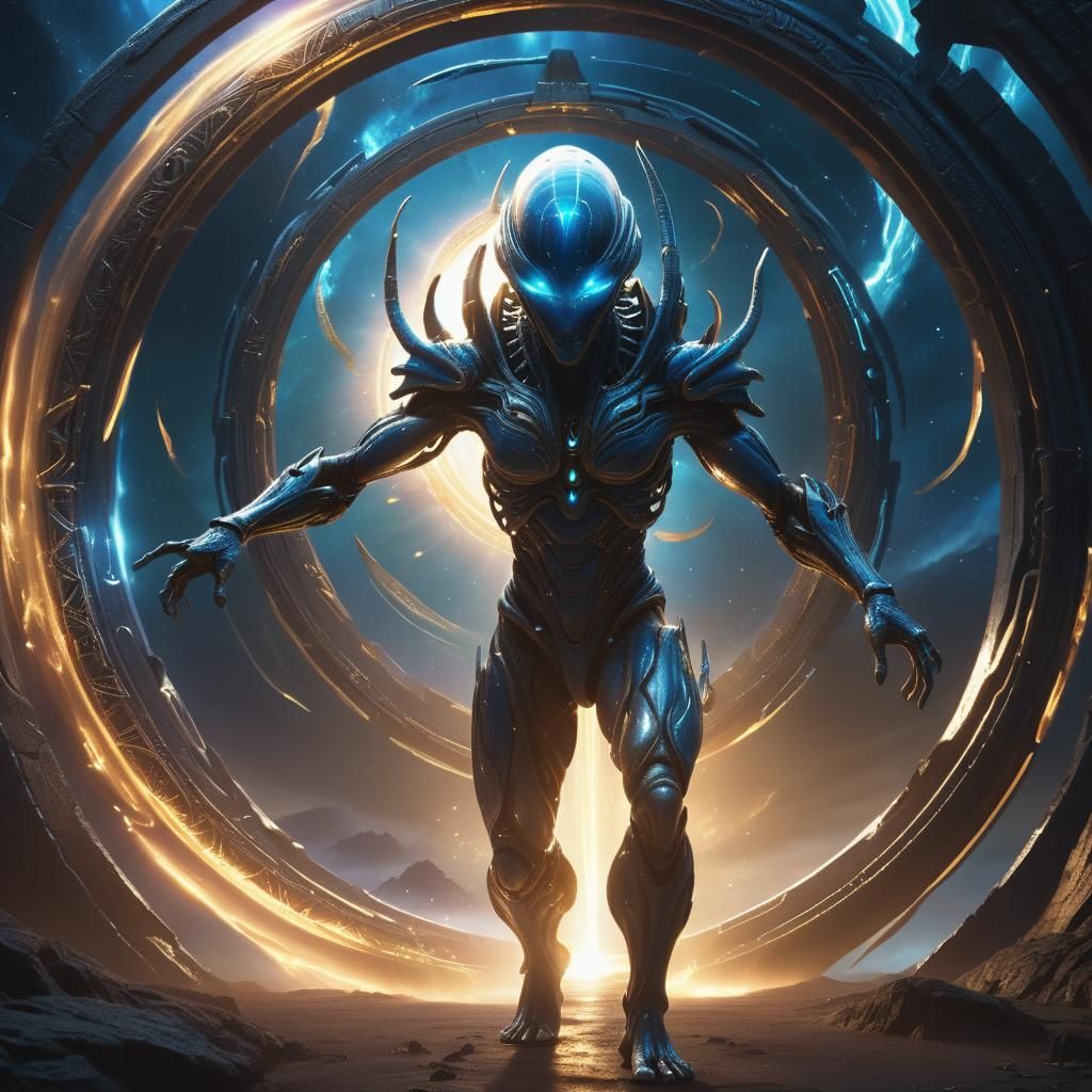 Alien Emerges from Stargate in Epic Digital Painting