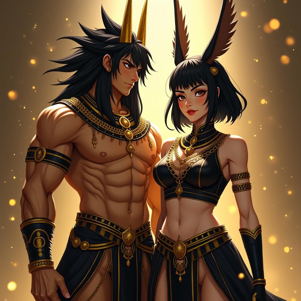 Egyptian Avatars in Black and Gold, Studio Trigger Style