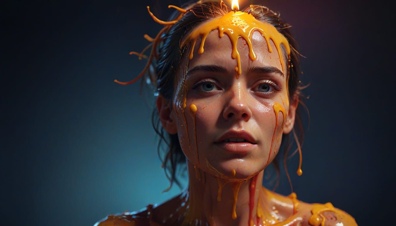 Melting Wax Goddess in Hyperrealistic Detail