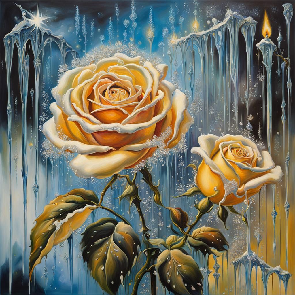 Gabrielle: Sparkling Roses in Surrealist Style