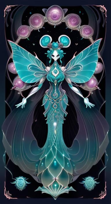 Mickey Mouse Fairy Tarot Card in Neon Noir