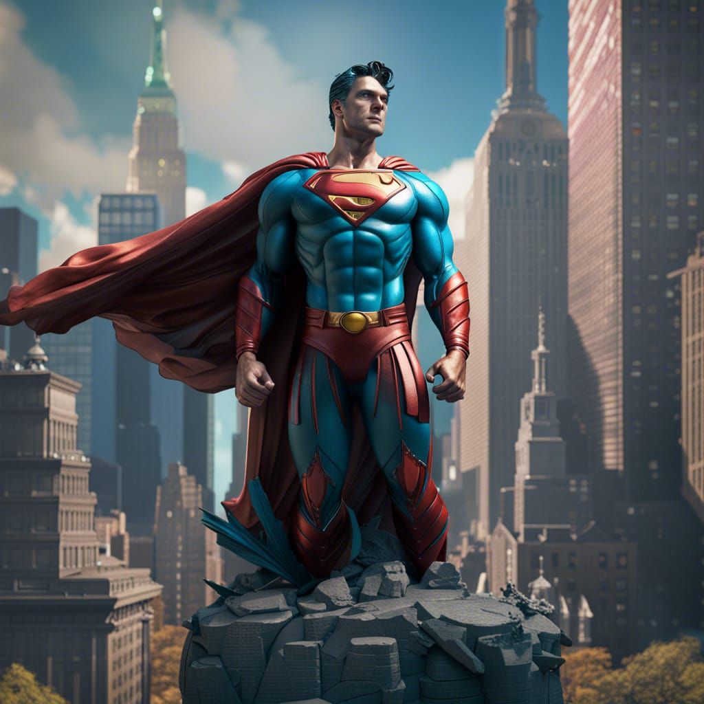 Superman as the Statue of Liberty: Detailed Matte Painting