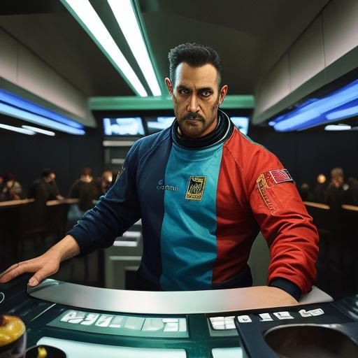 Jaguar Bartender in Deep Space, Color Field Art