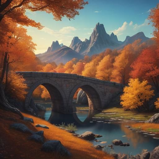 Fantasy Autumn Landscape with Vibrant Colors