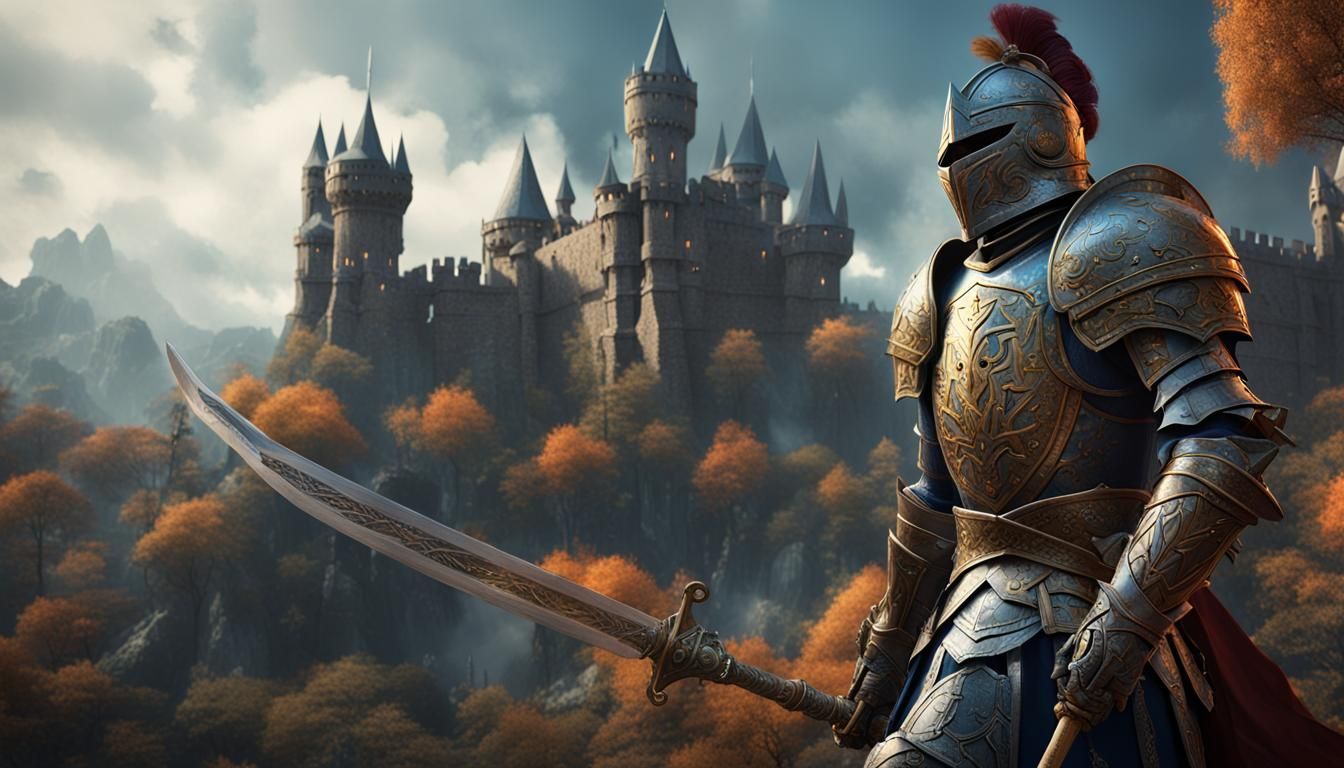 Intricate Knight Ready for Battle, Detailed Matte Painting