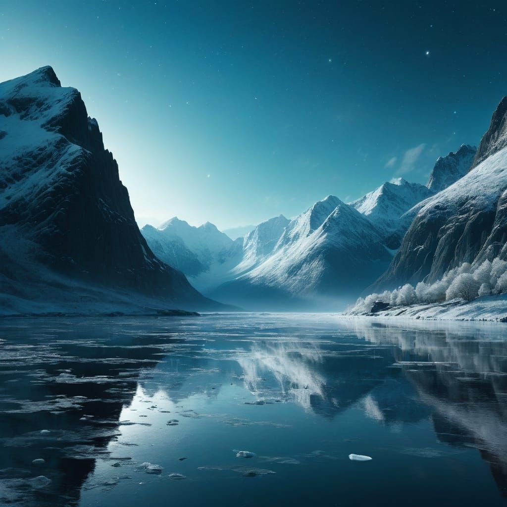 Ethereal Moonlight on a Norwegian Fjord