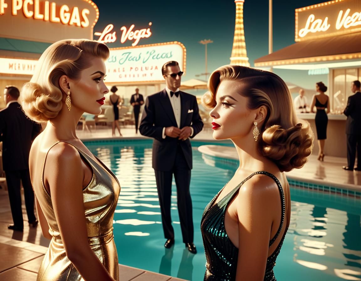 Midcentury Las Vegas Pool Party in Retro Americana Style