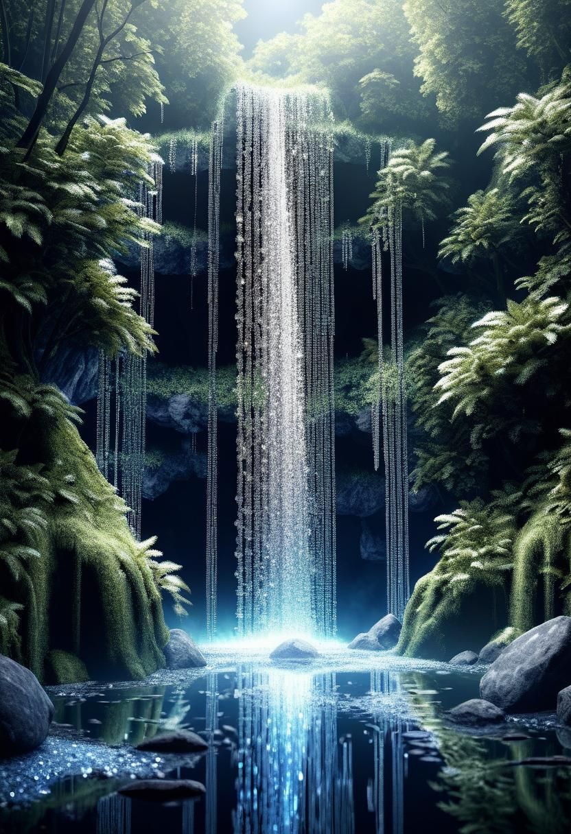 Dazzling Waterfall of Sparkling Diamonds