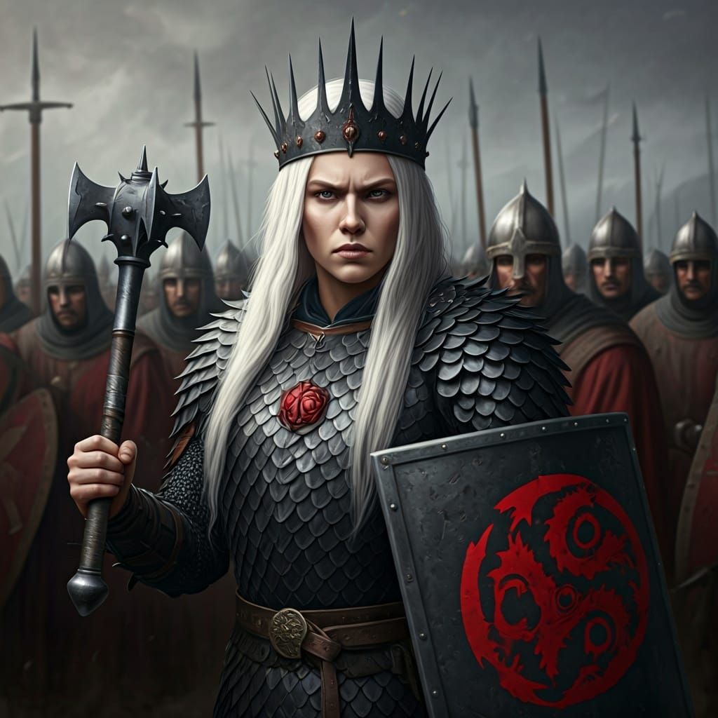 Medieval Queen with Mace in Byzantine Armor