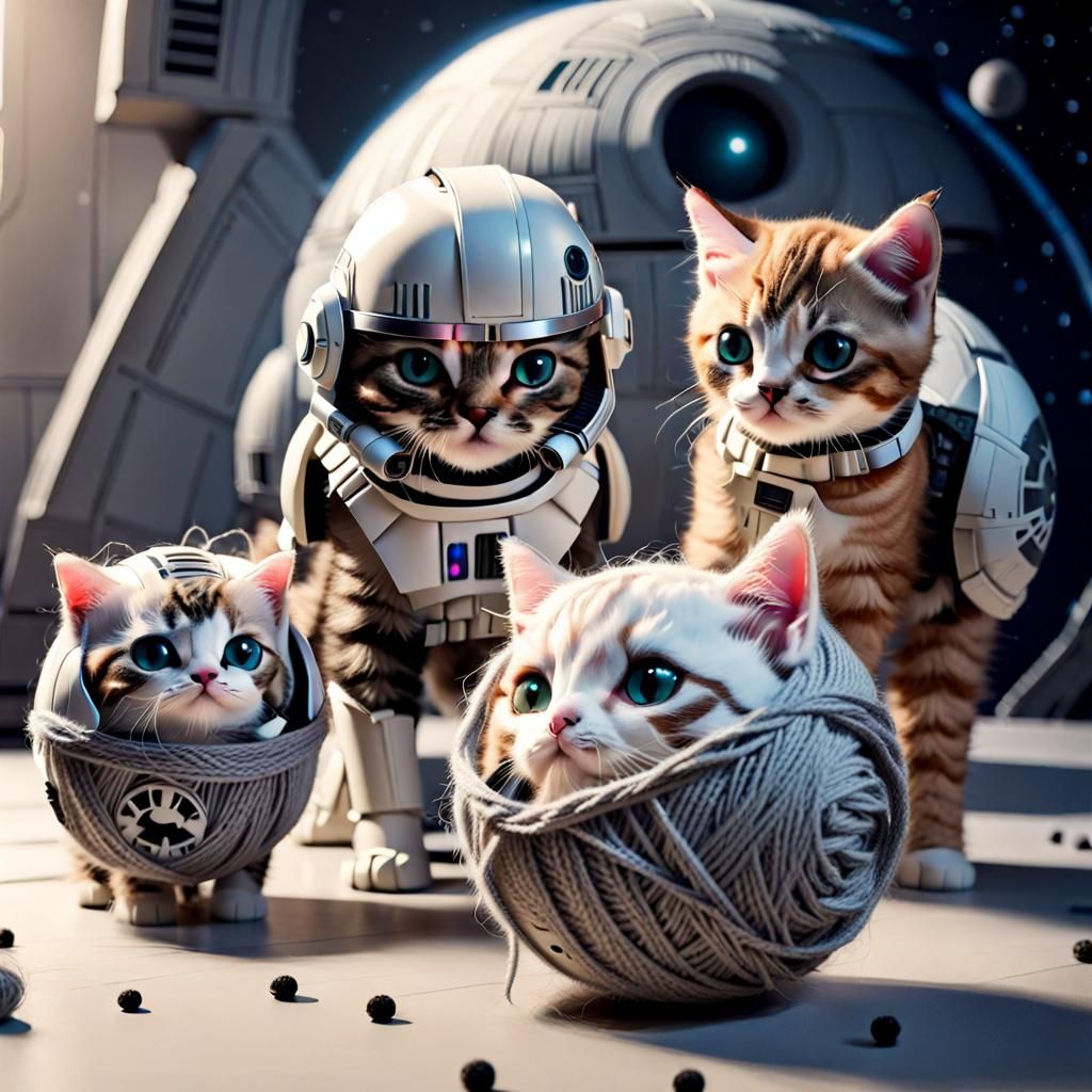 Storm Trooper Kittens Guard Yarn Death Star