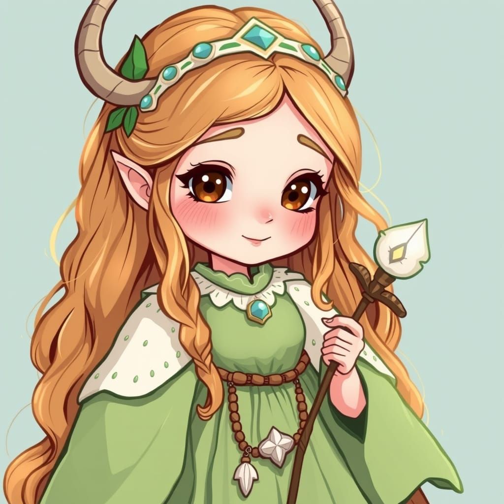 Whimsical Norse Goddess of Medicine in Retro Comic Style