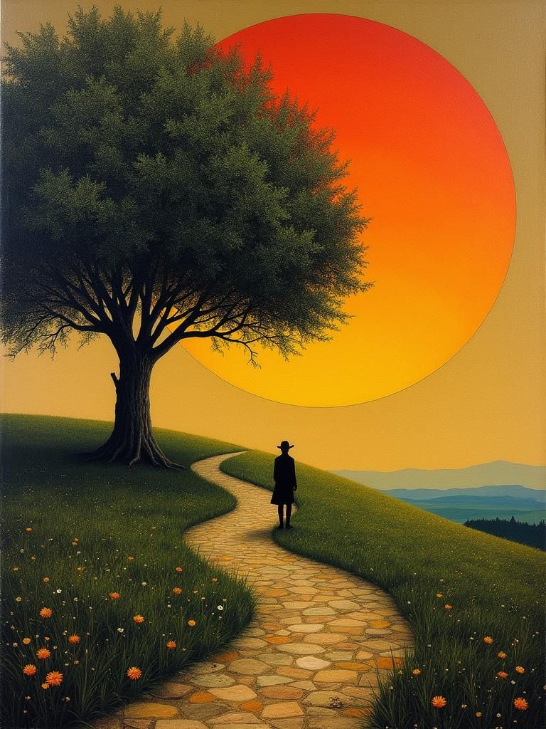 Luminous Landscape in Velvet Painting Style