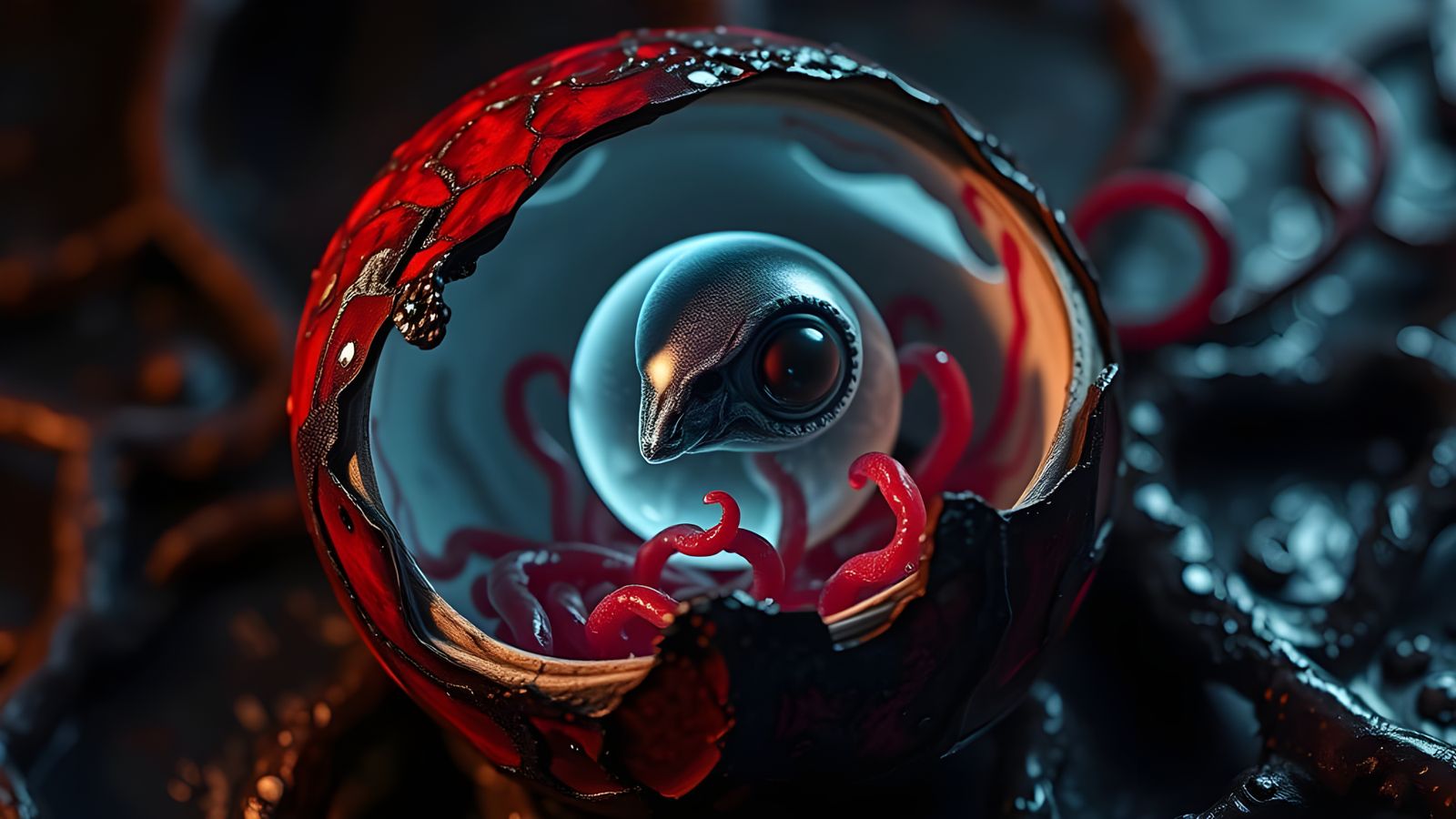 Alien Horror Egg in Dark Surrealism Style