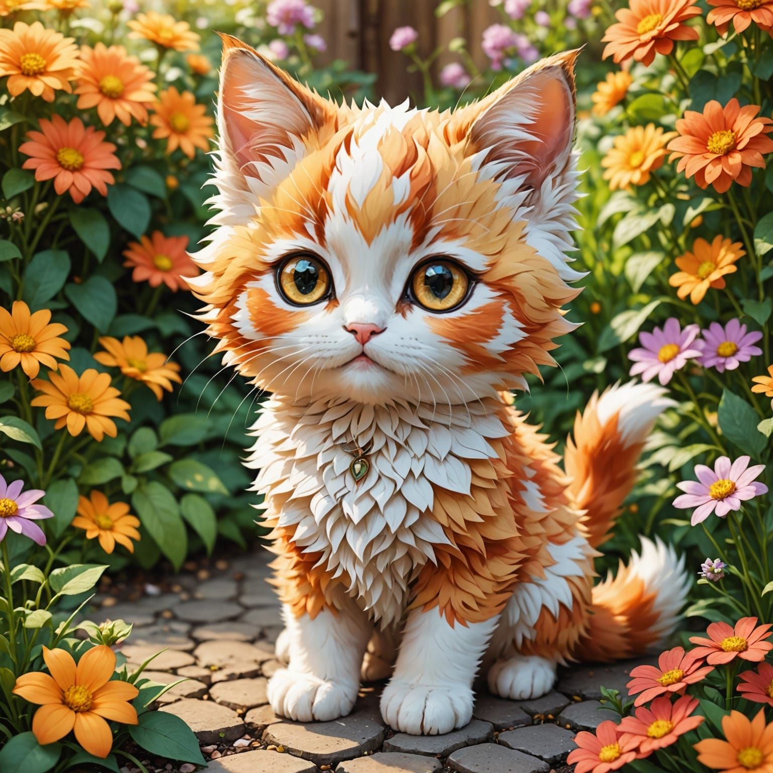 Chibi Anime Garden Kitten