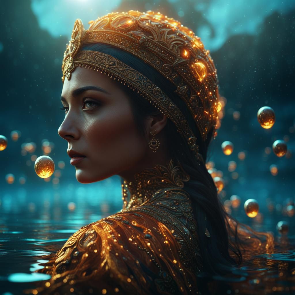 Stunning Woman Walking on Water: Fantasy Concept Art