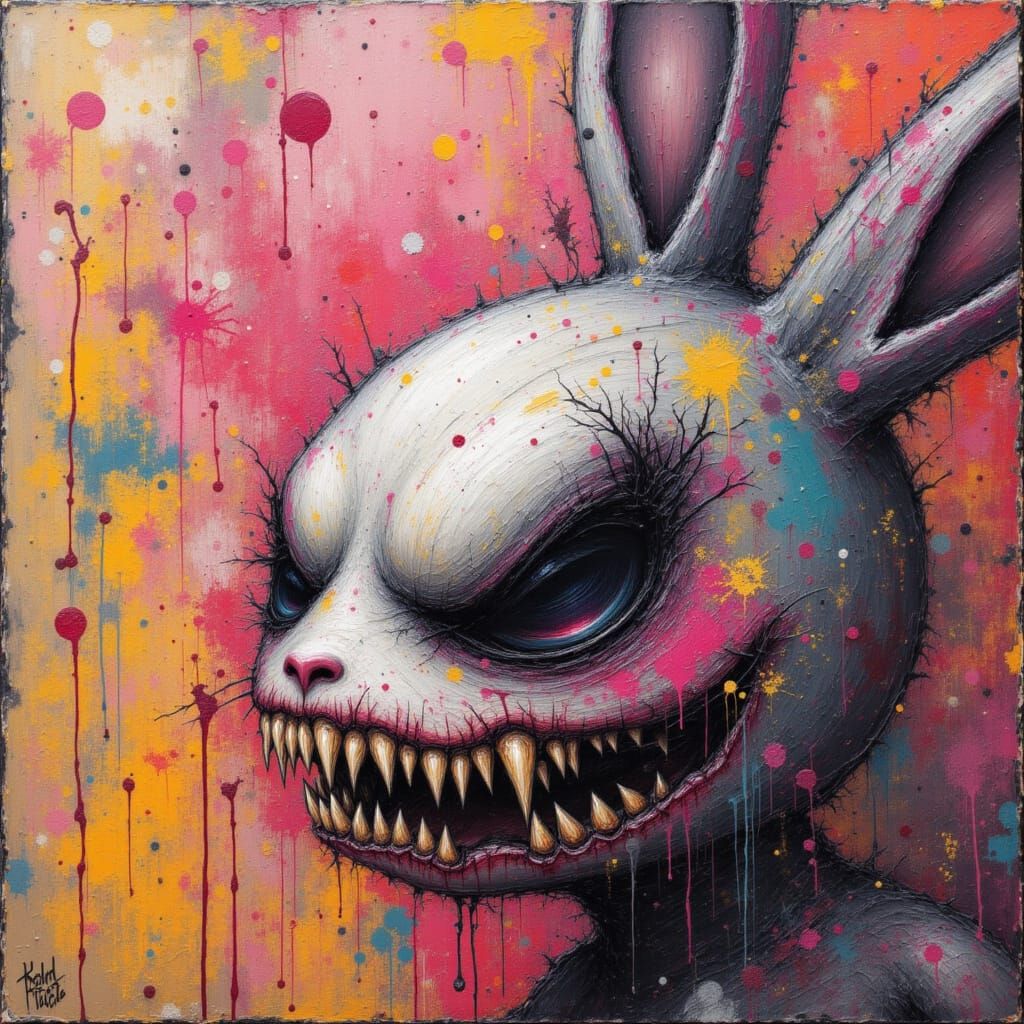 Sick Easter Bunny in Cyberpunk Aesthetic