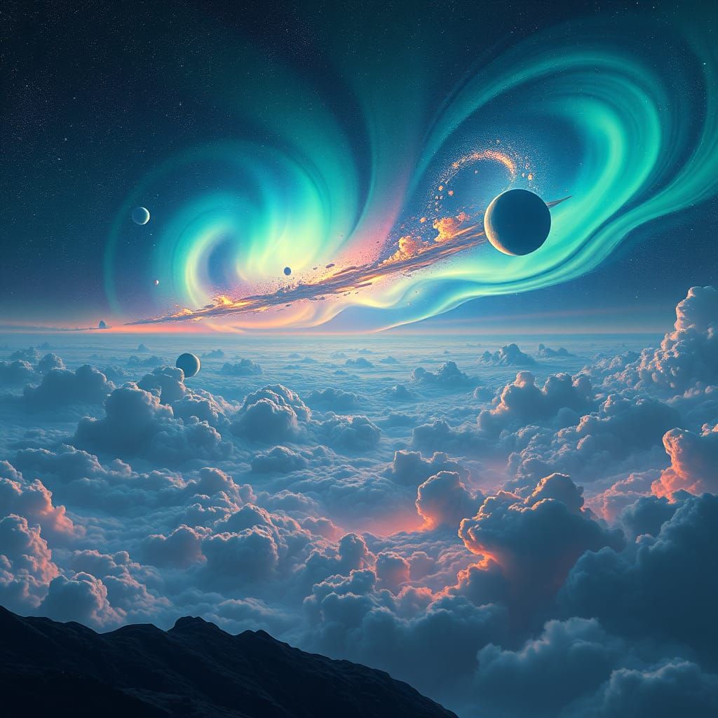 Spectacular Galaxy with Aurora Clouds in 8k