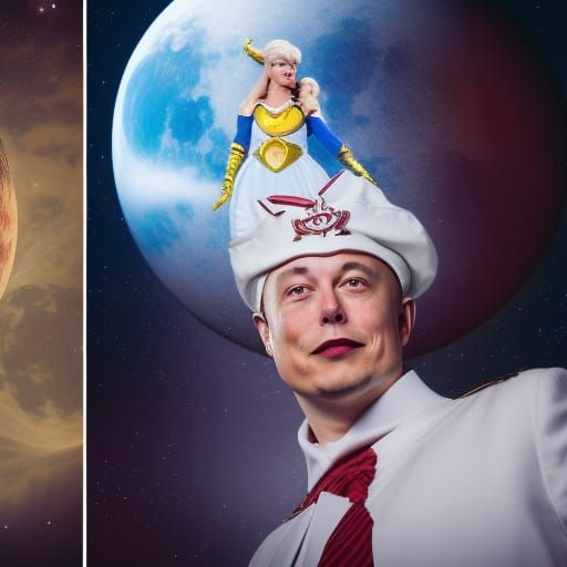 Elon Musk as Sailor Moon in Cosplay