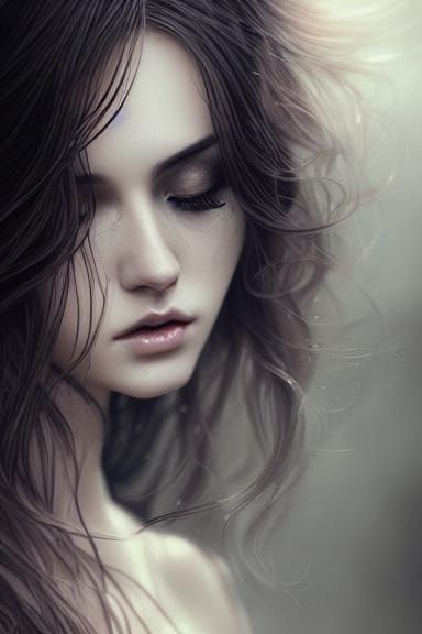 Elegant Woman in Lace: Digital Illustration