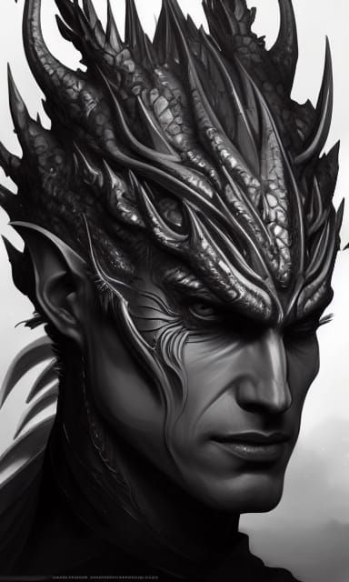 Dragon King Portrait in Hyperdetailed Concept Art