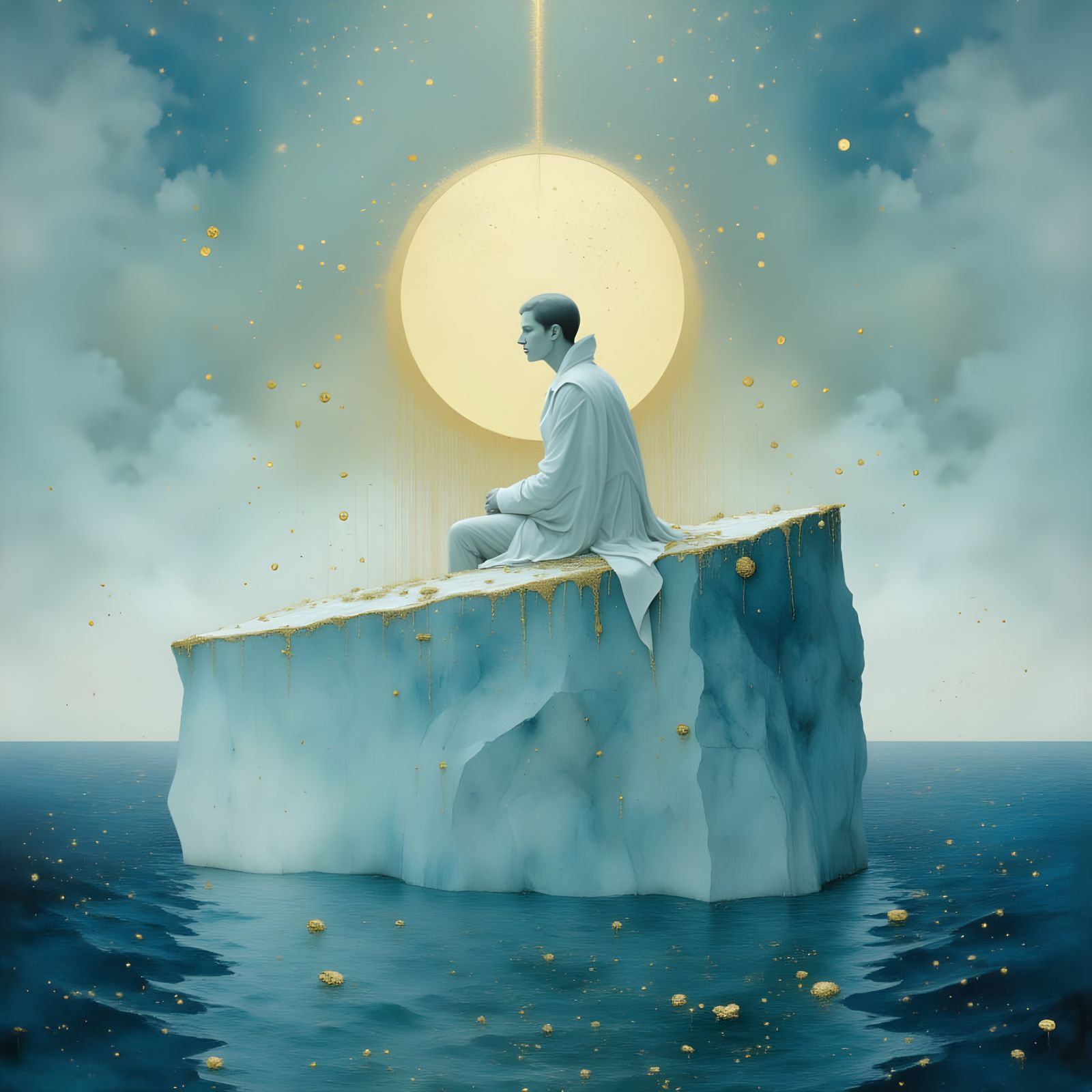 Christmas Spirit on Iceberg in Surreal Style