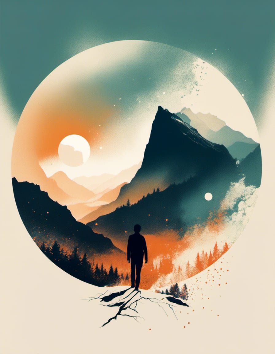 Double Exposure Silhouette with Glowing Aura